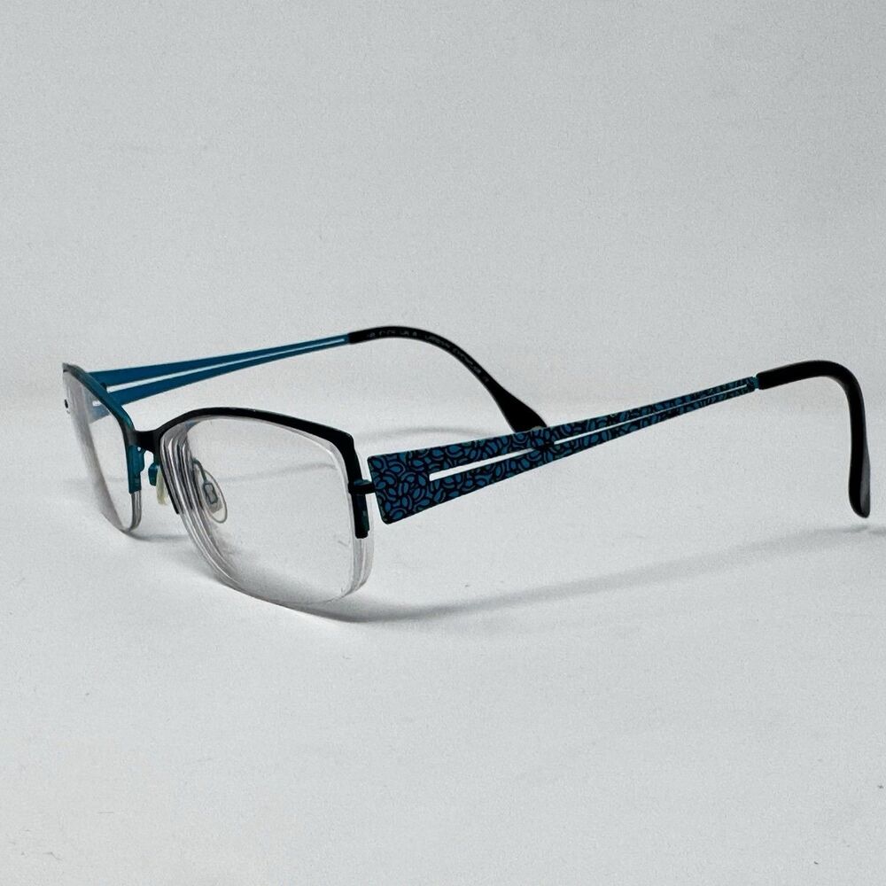 FYSH UK 3535 236 Blue Black Semi Rimless Eyeglass Frames 55-17-140